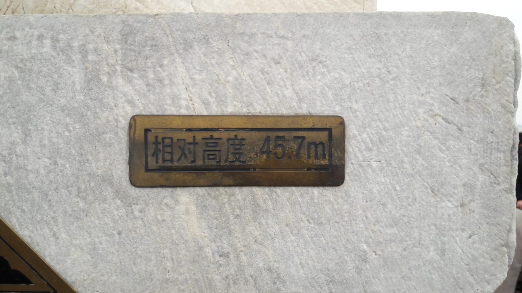 Height marker at the top of the hill in Jingshan Park