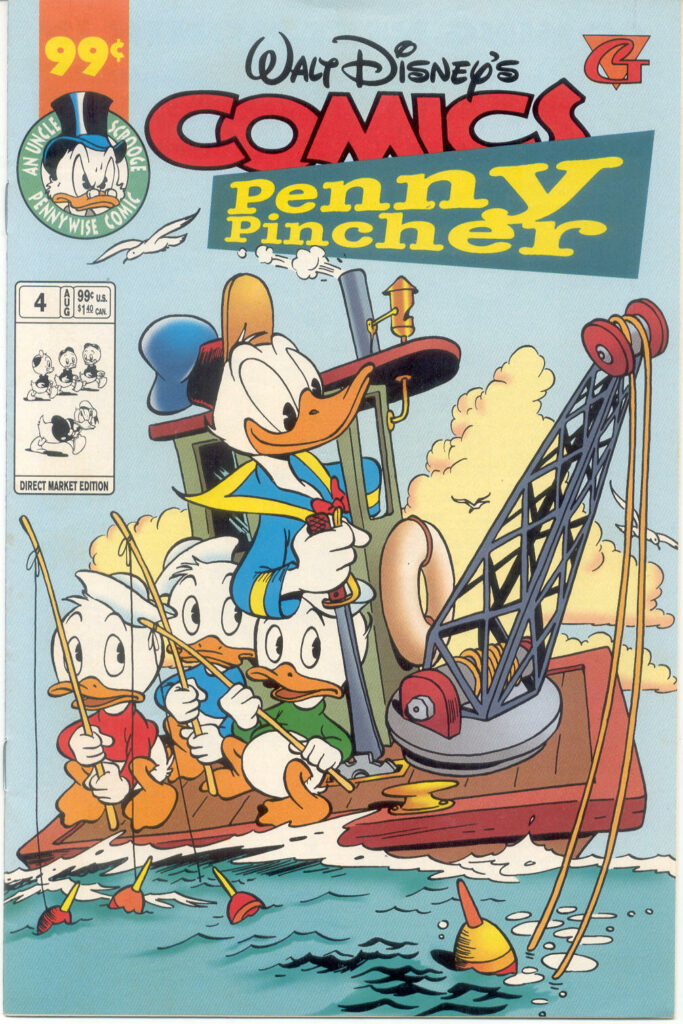Front page of Penny Pincher magazine with Donald Duck as dredge master (Credit: Disney)