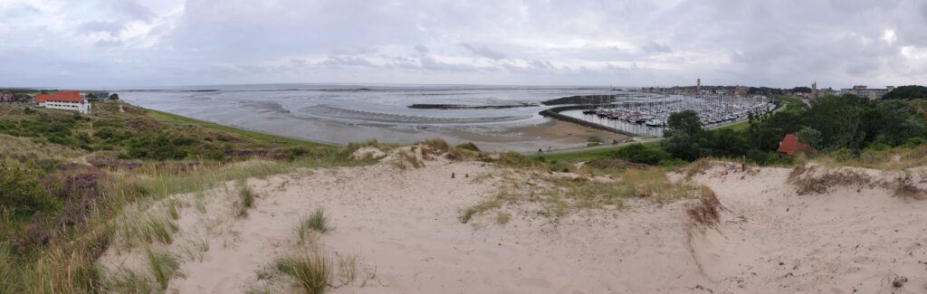 Panorama of the port of West Terschelling and constructed mudflat