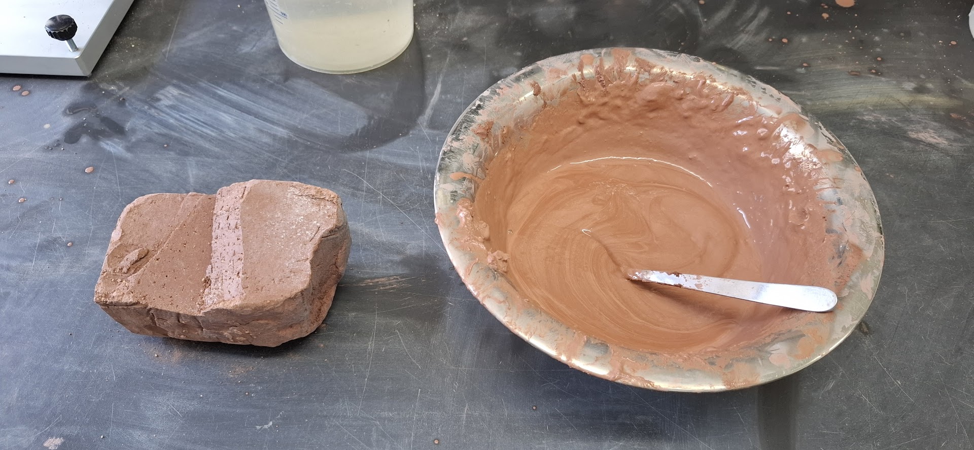 The same clay in solid and fluid form