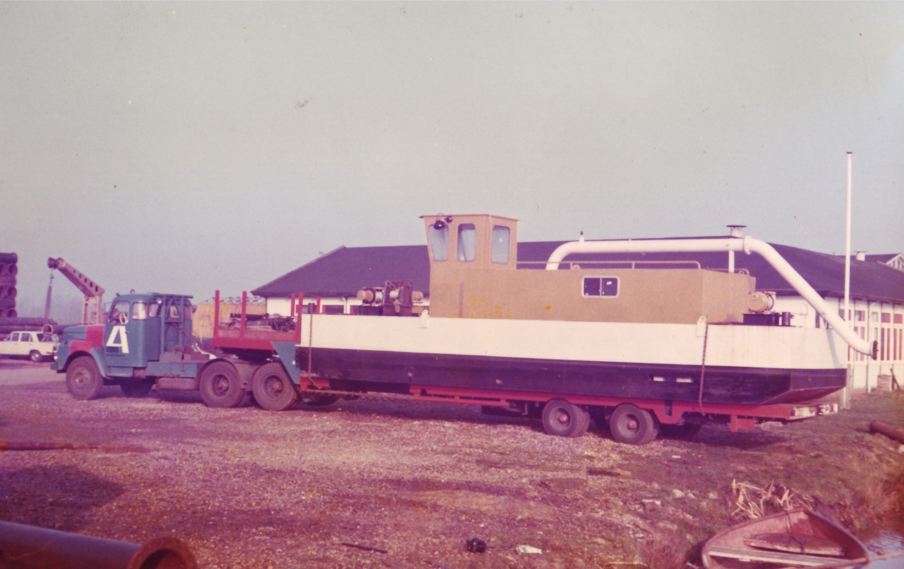 Suction dredge on a flat bed trailer