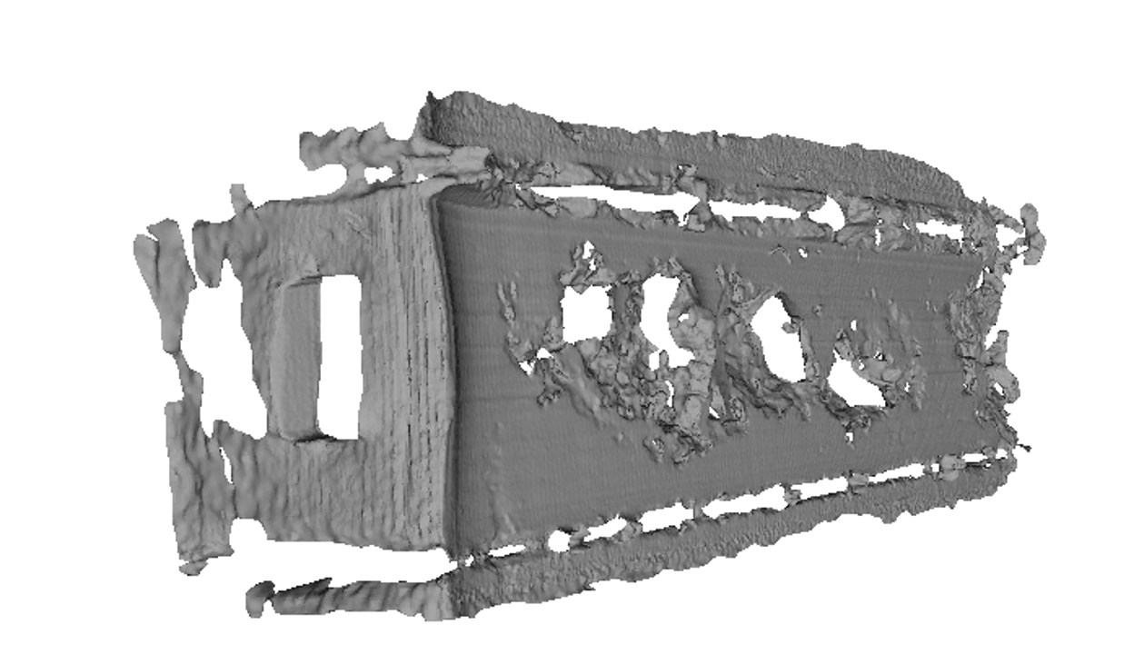 3D Lidar scan of a freshly cut block of clay